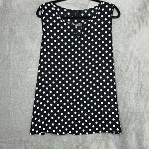 Sami & Jo XL Shirt Top Black Polka Dot Sleeveless Keyhole Scoop Neck Lightweight